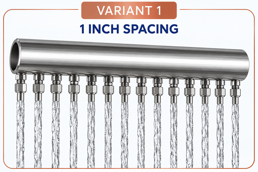 STEEL ART CRAFT 1 Inch Nozzle Spacing Round Rain Curtain Fountain Pipe with Nozzles | Stainless Steel Water Curtain Pipe | Available in 1 Ft, 2.5 Ft & 5 Ft Sizes | Customizable Fountain Pipe - STEEL ART CRAFT