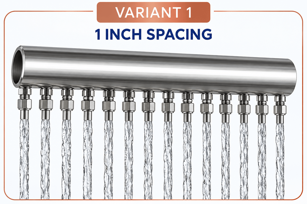 STEEL ART CRAFT 1 Inch Nozzle Spacing Round Rain Curtain Fountain Pipe with Nozzles | Stainless Steel Water Curtain Pipe | Available in 1 Ft, 2.5 Ft & 5 Ft Sizes | Customizable Fountain Pipe - STEEL ART CRAFT