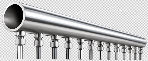 STEEL ART CRAFT 1 Inch Nozzle Spacing Round Rain Curtain Fountain Pipe with Nozzles | Stainless Steel Water Curtain Pipe | Available in 1 Ft, 2.5 Ft & 5 Ft Sizes | Customizable Fountain Pipe - STEEL ART CRAFT