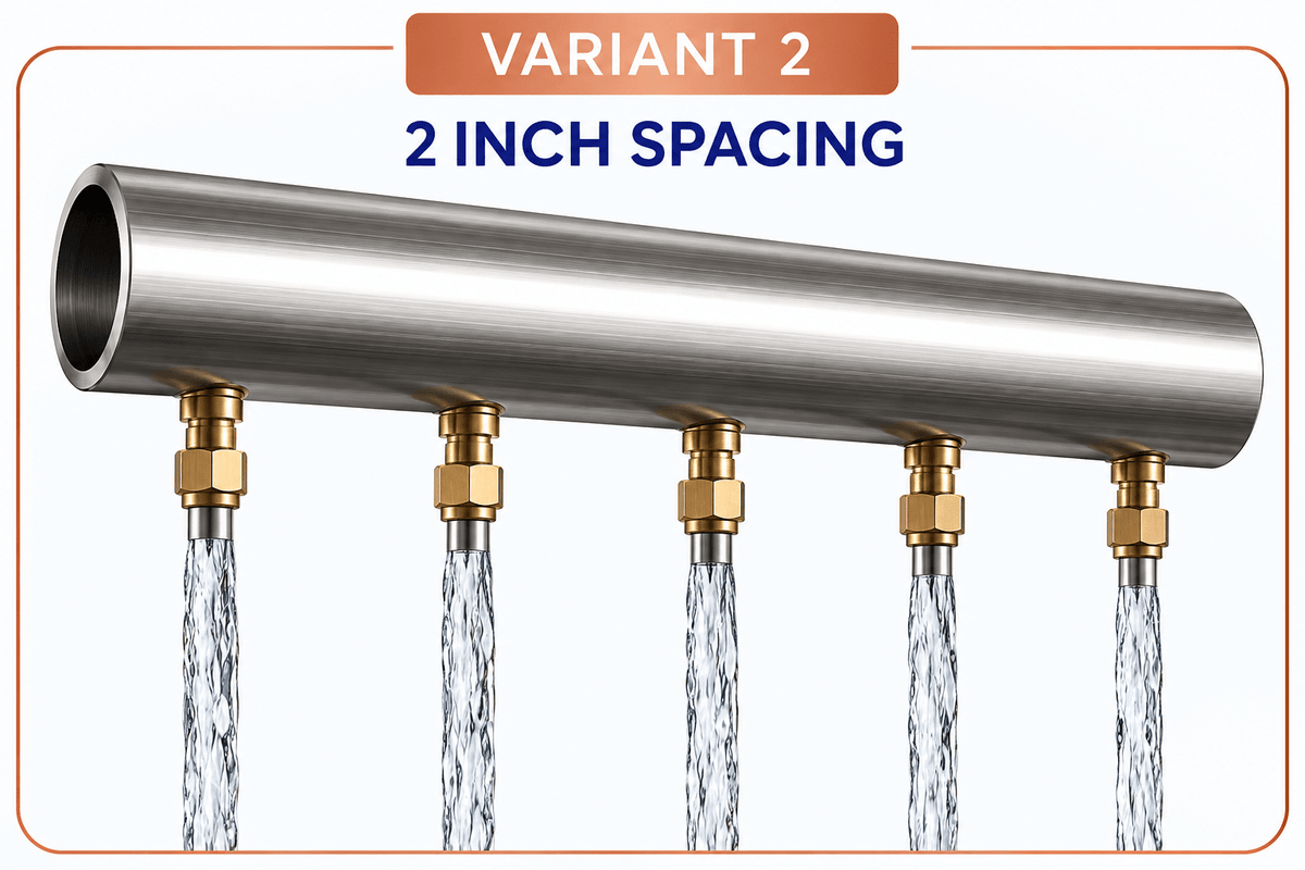 STEEL ART CRAFT 2 Inch Nozzle Spacing Round Rain Curtain Fountain Pipe with Nozzles | Stainless Steel Water Curtain Pipe | Available in 1 Ft, 2.5 Ft & 5 Ft Sizes | Customizable Fountain Pip - STEEL ART CRAFT