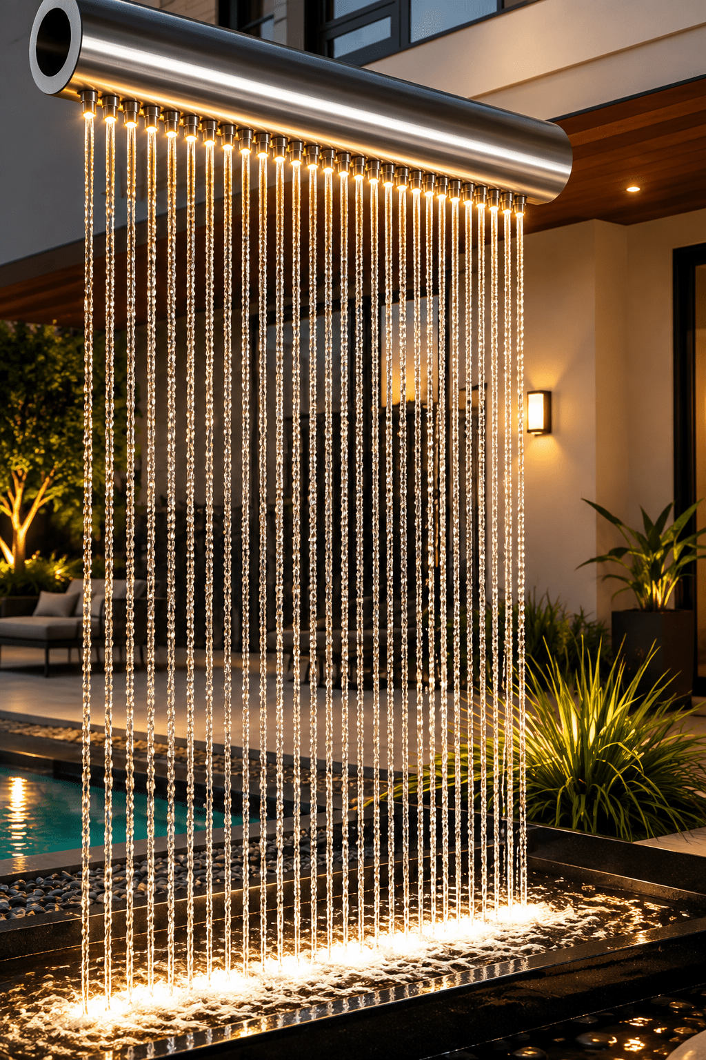 STEEL ART CRAFT 2 Inch Nozzle Spacing Round Rain Curtain Fountain Pipe with Nozzles | Stainless Steel Water Curtain Pipe | Available in 1 Ft, 2.5 Ft & 5 Ft Sizes | Customizable Fountain Pip - STEEL ART CRAFT