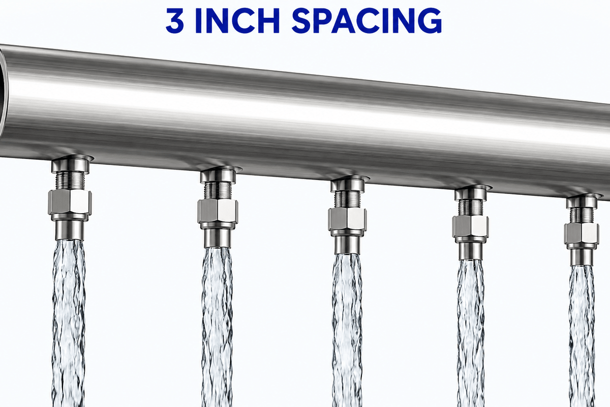 STEEL ART CRAFT 3 Inch Nozzle Spacing |Round Rain Curtain Fountain Pipe with Nozzles | Stainless Steel Water Curtain Pipe | Available in 1 Ft, 2.5 Ft & 5 Ft Sizes | Customizable Fountain Pipe - STEEL ART CRAFT