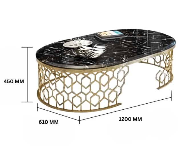 STEEL ART CRAFT Glossy Acrylic Center Table for Living Room | SS304 Stainless Steel PVD Gold Finish Frame | Modern Luxury Center Table | Available in White & Black Tabletop | 915 x 500 x 400 mm - STEEL ART CRAFT
