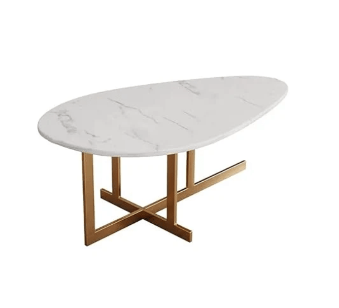 STEEL ART CRAFT Modern Coffee Table for Living Room | White Marble Top with Gold Finish Metal Frame | Contemporary Tray Top Center Table | Designer Coffee Table | 1000 x 600 x 450 mm - STEEL ART CRAFT