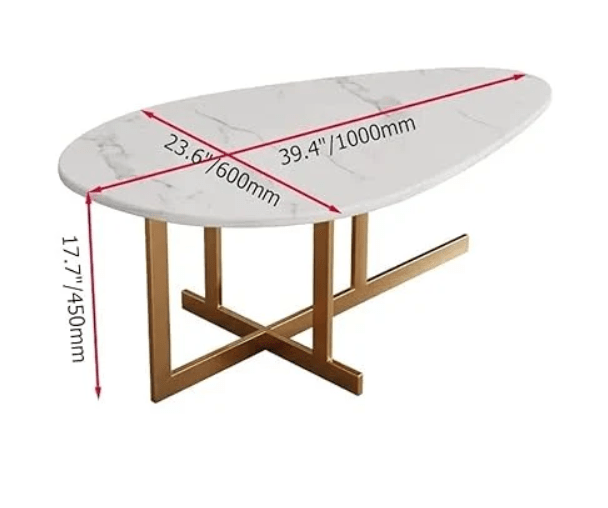 STEEL ART CRAFT Modern Coffee Table for Living Room | White Marble Top with Gold Finish Metal Frame | Contemporary Tray Top Center Table | Designer Coffee Table | 1000 x 600 x 450 mm - STEEL ART CRAFT