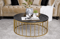 STEEL ART CRAFT Round Coffee Table for Living Room | Black Marble Top with Gold Finish Metal Frame | Modern Luxury Center Table | Round Sofa Table for Home, Office & Lounge | 101 x 101 x 44 cm - STEEL ART CRAFT