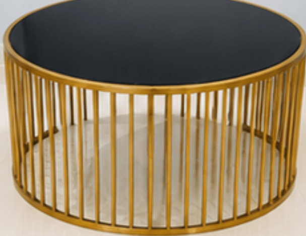 STEEL ART CRAFT Round Coffee Table for Living Room | Black Marble Top with Gold Finish Metal Frame | Modern Luxury Center Table | Round Sofa Table for Home, Office & Lounge | 101 x 101 x 44 cm - STEEL ART CRAFT