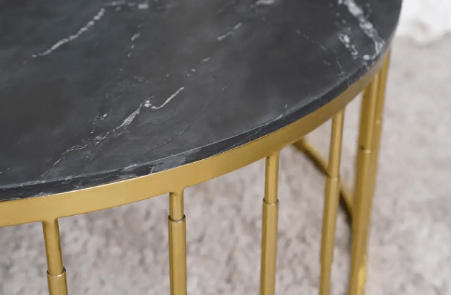 STEEL ART CRAFT Round Coffee Table for Living Room | Black Marble Top with Gold Finish Metal Frame | Modern Luxury Center Table | Round Sofa Table for Home, Office & Lounge | 101 x 101 x 44 cm - STEEL ART CRAFT