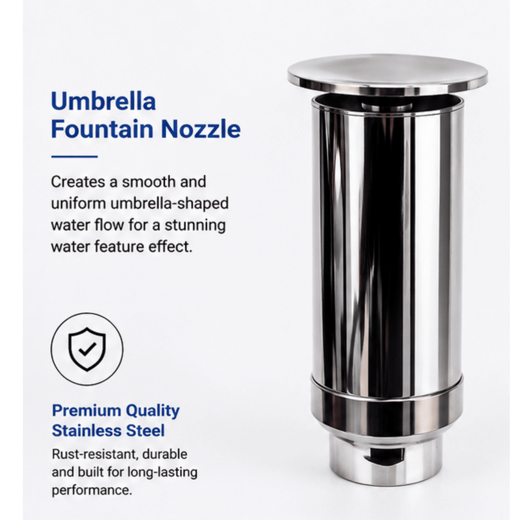 SteelArtCraft 0.5"/0.75"/1" Inlet Umbrella Fountain Nozzle | Stainless Steel Water Fountain Nozzle | 4 Inch Height | 1.57 Inch Top Diameter | 1/2" BSP Water Inlet - STEEL ART CRAFT