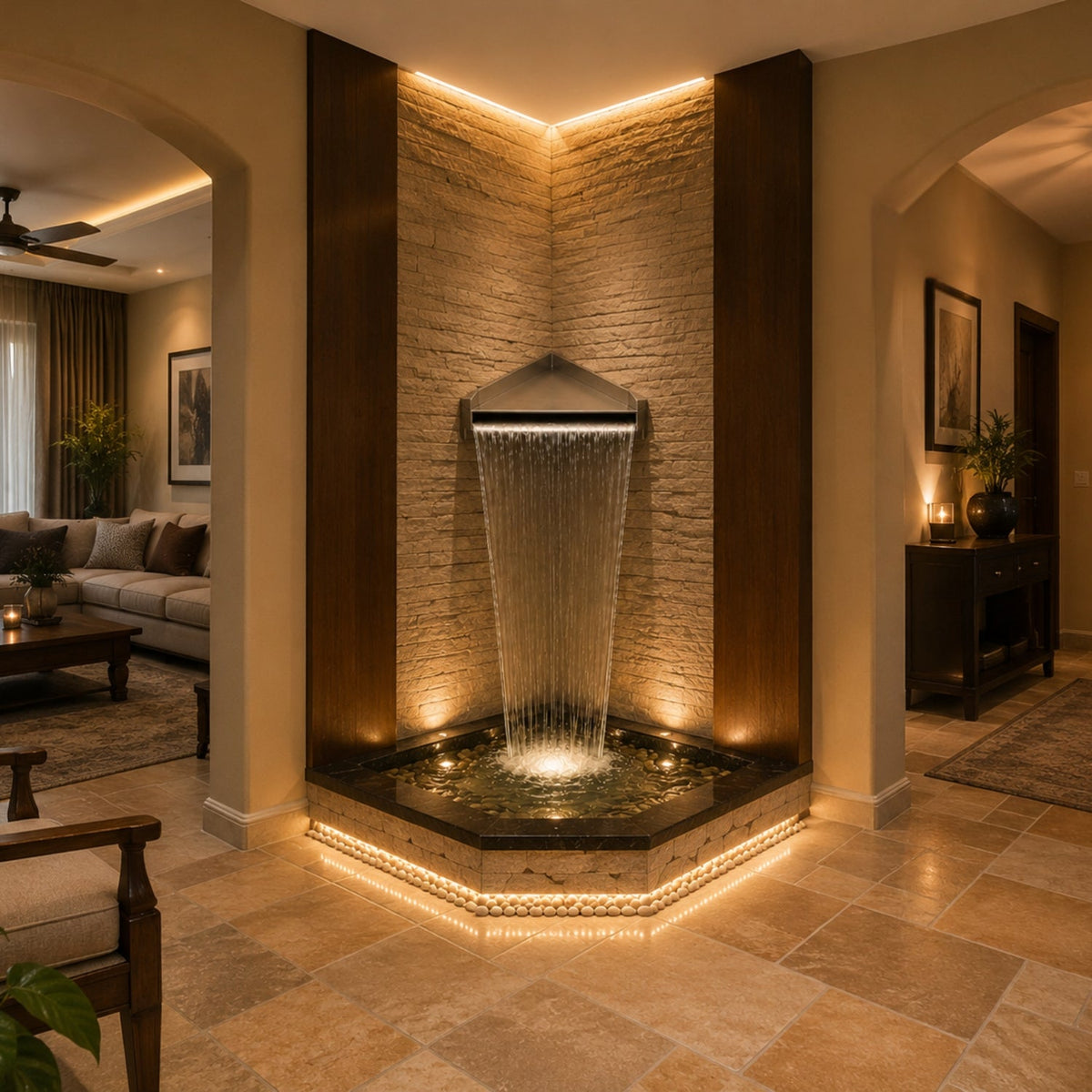 SteelArtCraft 1 FT Corner Waterfall Fountain | SS 304 Stainless Steel | Straight Mouth Cascade Waterfall | Wall Mounted Fountain Nozzle - STEEL ART CRAFT
