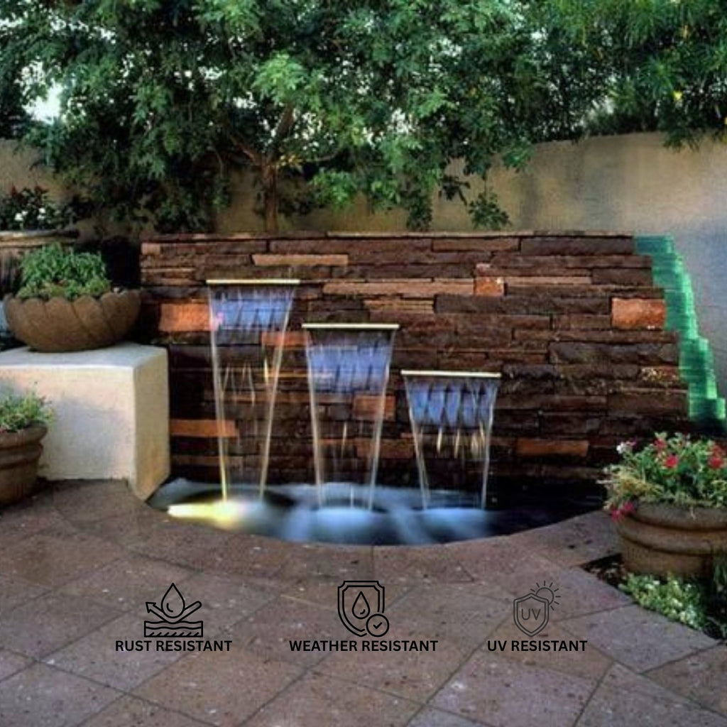 STEELARTCRAFT 18 Inch Long Neck Stainless Steel Waterfall Cascade | Decorative Wall Fountain Spout - STEEL ART CRAFT