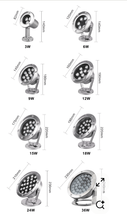 SteelArtCraft 18W Underwater Fountain Light – RGB, White & Warm White | LED Fountain Light - STEEL ART CRAFT