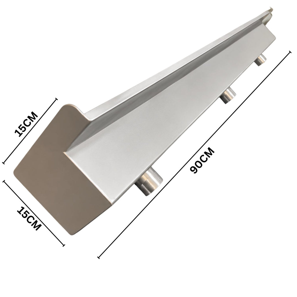 SteelArtCraft 36 Inch Short neck Stainless Steel Cascade Blade | SS304 Waterfall Spillway | 90cm Length | 3 × 20mm Inlets | Double Body - STEEL ART CRAFT