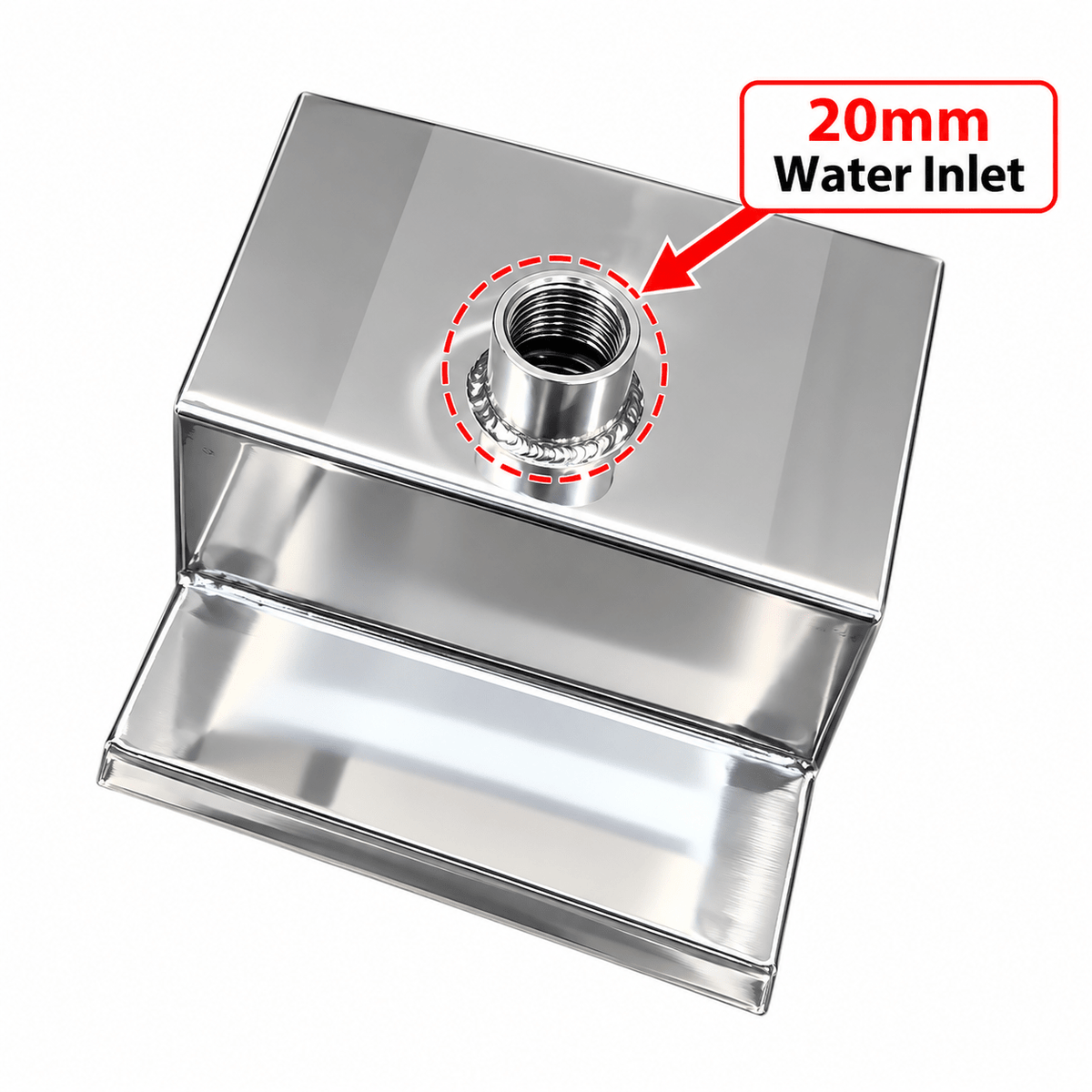 SteelArtCraft 6 Inch Short neck Stainless Steel Cascade Blade for Water Fountain | 20mm Water Inlet | Premium Waterfall Spillway Nozzle - STEEL ART CRAFT