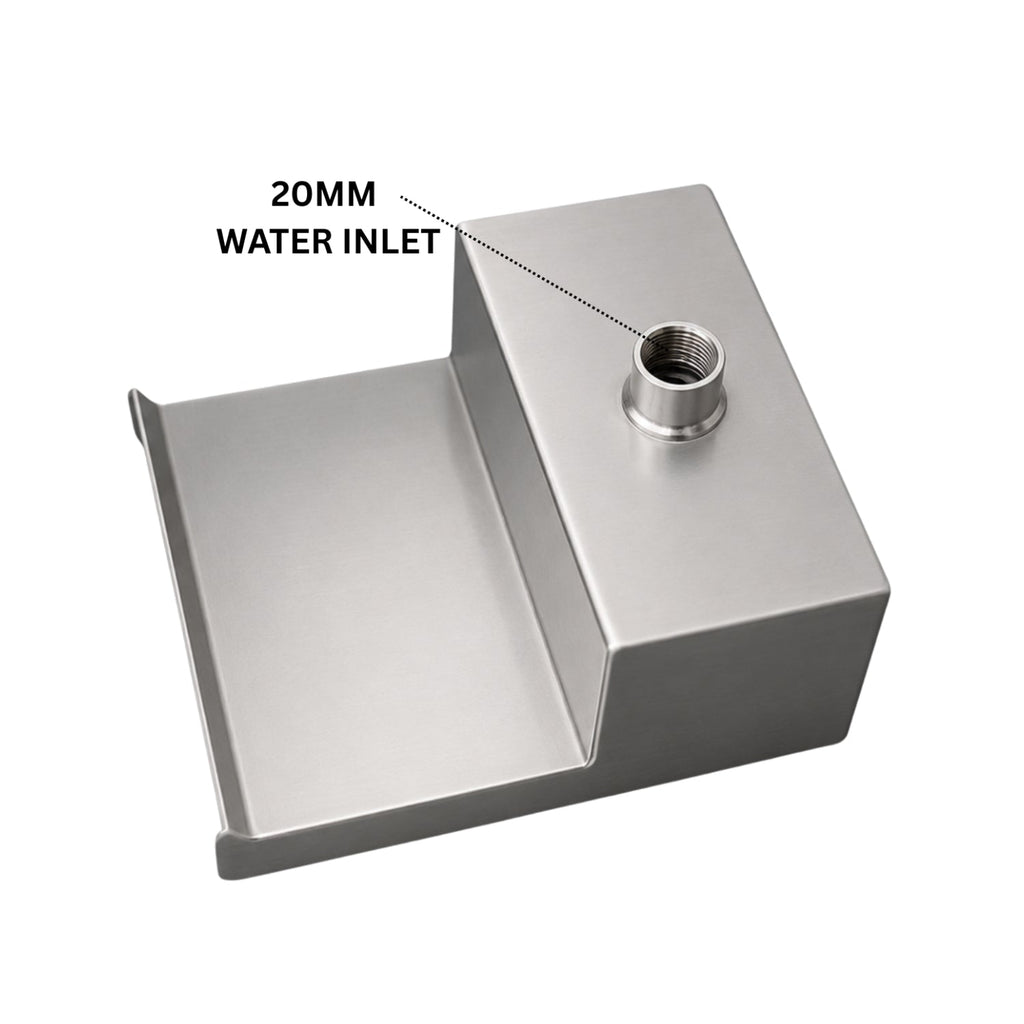 SteelArtCraft 8 Inch Long Neck Cascade Blade | SS304 Stainless Steel Waterfall Spillway | 5 Inch Extended Mouth | 20 × 20 × 15cm | 1 × 20mm Inlet - STEEL ART CRAFT