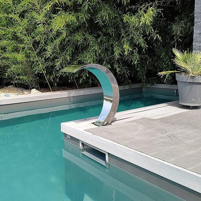 SteelArtCraft Arch Cobra Fountain Waterfall – 2FT Height | Stainless Steel | Pool & Fountain Water Blade - STEEL ART CRAFT