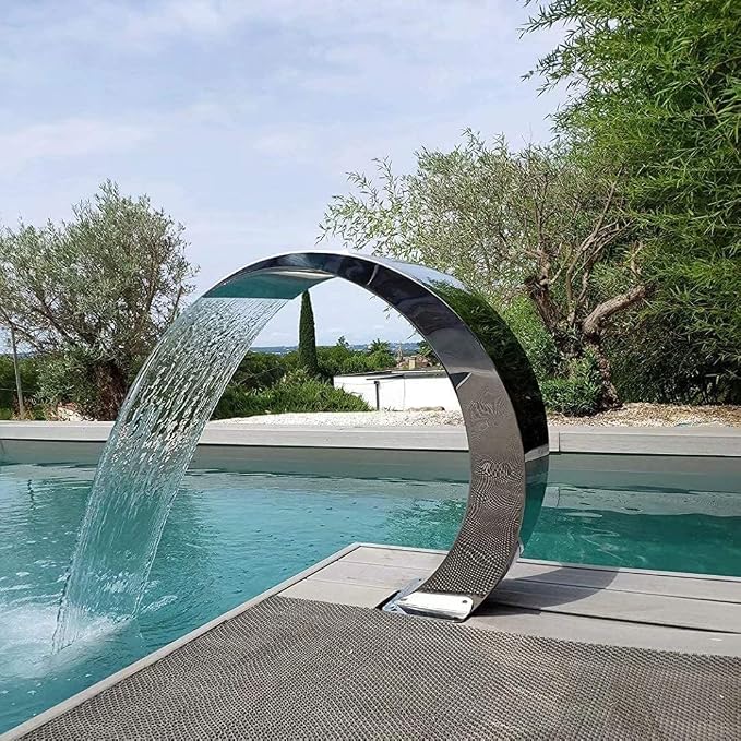 SteelArtCraft Arch Cobra Fountain Waterfall – 2FT Height | Stainless Steel | Pool & Fountain Water Blade - STEEL ART CRAFT