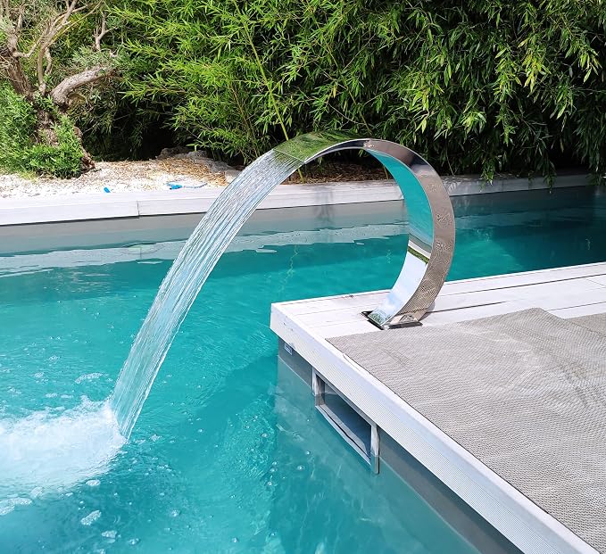 SteelArtCraft Arch Cobra Fountain Waterfall – 2FT Height | Stainless Steel | Pool & Fountain Water Blade - STEEL ART CRAFT