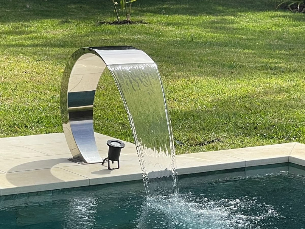 SteelArtCraft Arch Cobra Fountain Waterfall – 2FT Height | Stainless Steel | Pool & Fountain Water Blade - STEEL ART CRAFT