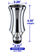 SteelArtCraft Cup Fountain Nozzle – 0.75" & 1" Inlet | Stainless Steel Water Fountain Nozzle - STEEL ART CRAFT