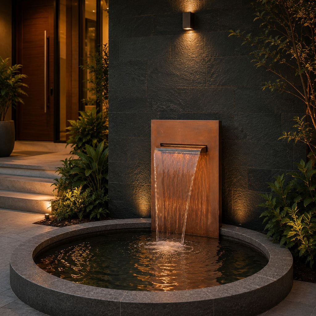 SteelArtCraft Curved Cascade Fountain – 1FT | SS304 Stainless Steel | PVD & Chrome Finish | 30×25×15 cm - STEEL ART CRAFT
