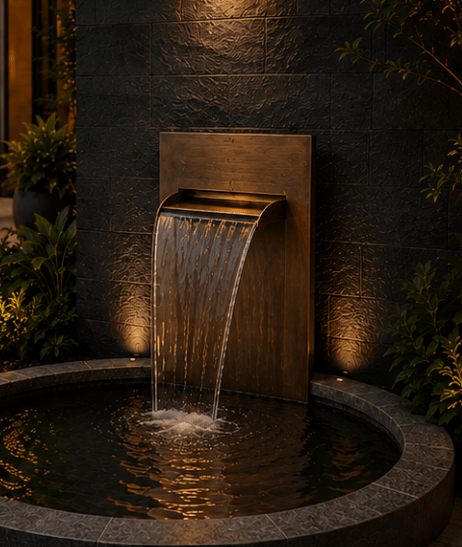 SteelArtCraft Curved Cascade Fountain – 1FT | SS304 Stainless Steel | PVD & Chrome Finish | 30×25×15 cm - STEEL ART CRAFT