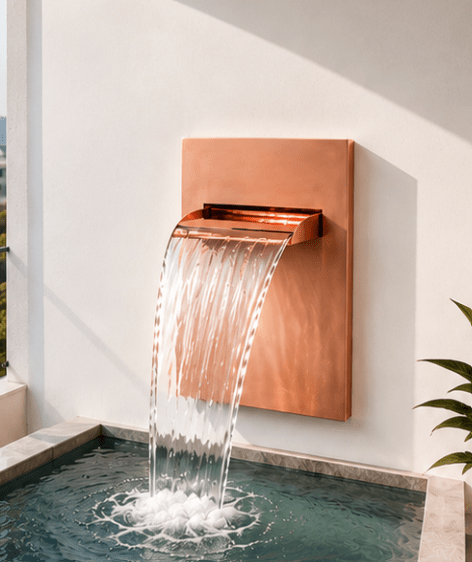 SteelArtCraft Curved Cascade Fountain – 1FT | SS304 Stainless Steel | PVD & Chrome Finish | 30×25×15 cm - STEEL ART CRAFT