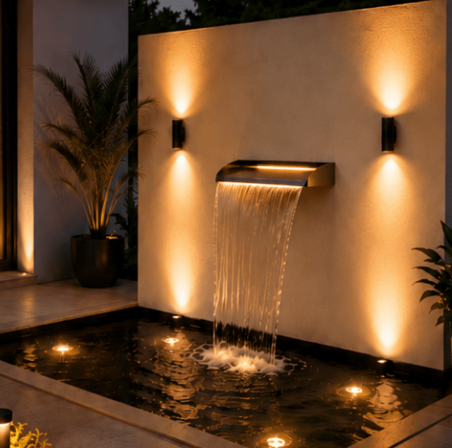 SteelArtCraft Curved Cascade Fountain – 1FT | SS304 Stainless Steel | PVD & Chrome Finish | 30×25×15 cm - STEEL ART CRAFT