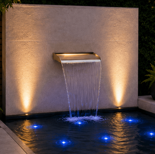 SteelArtCraft Curved Cascade Fountain – 1FT | SS304 Stainless Steel | PVD & Chrome Finish | 30×25×15 cm - STEEL ART CRAFT