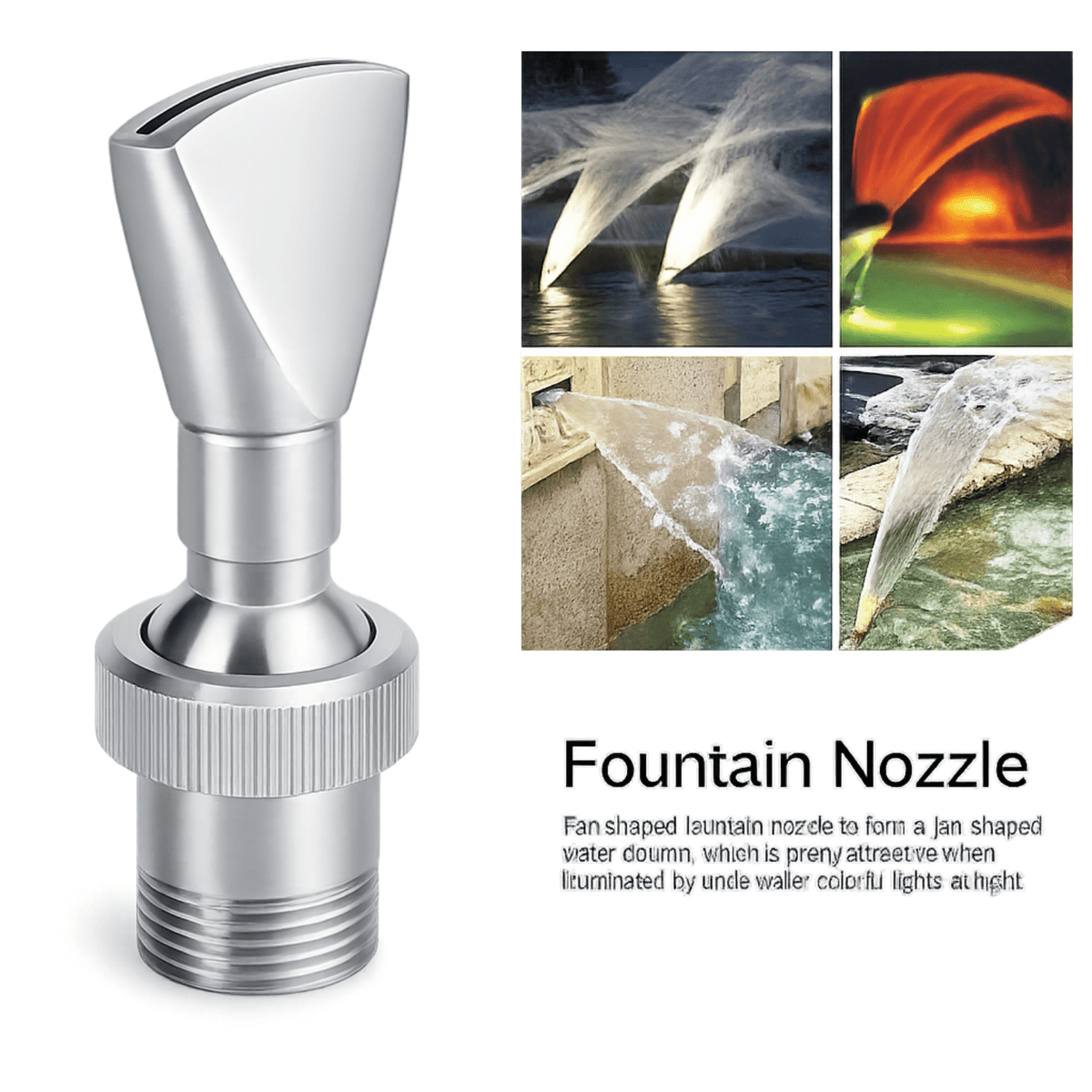 SteelArtCraft Fan Jet Fountain Nozzle – 0.5", 0.75" & 1" Inlet | Stainless Steel Water Fountain Nozzle - STEEL ART CRAFT