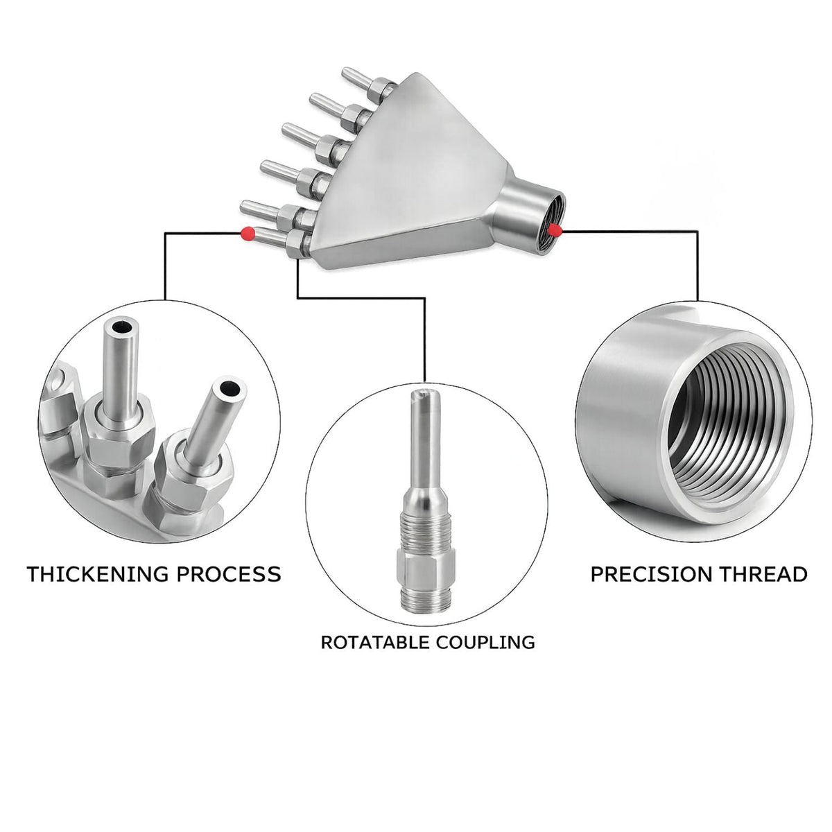 SteelArtCraft Finger Jet Fountain Nozzle – 0.5"/0.75"/1" Inlet | Stainless Steel Water Fountain Nozzle - STEEL ART CRAFT