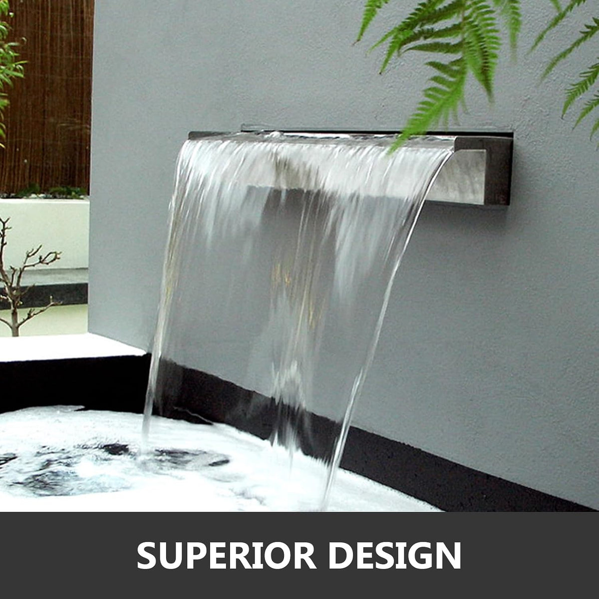 STEELARTCRAFT Rectangular Waterfall Pool Fountain Pond or Pool Garden Decor Wall 60 cm Stainless Steel Fountains Stainless Steel Blade Cascade