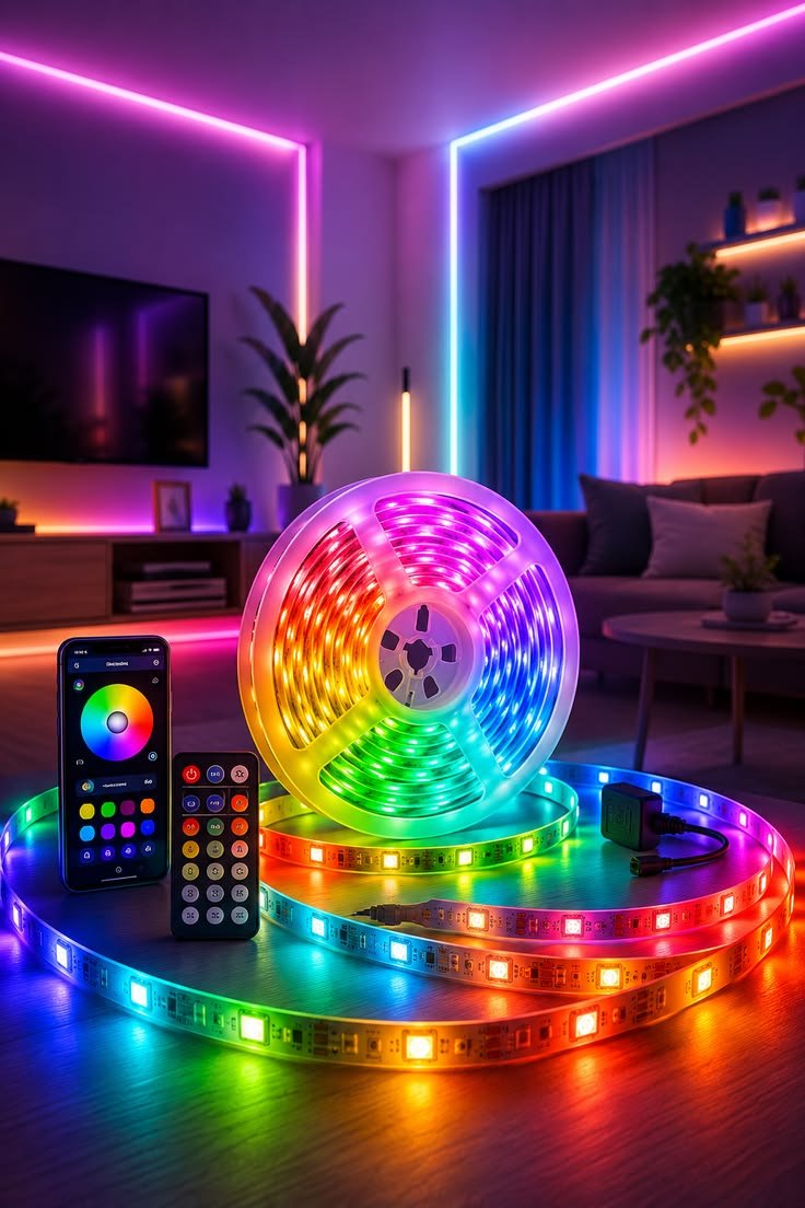 SteelArtCraft RGB LED Strip Light Set – LED Strip + Remote + Adapter | Decorative Fountain & Water Feature Lighting - STEEL ART CRAFT