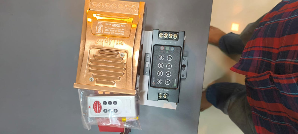 SteelArtCraft Underwater LED Light Controller Set – 200W | Controller + Power Supply + Connector + Remote - STEEL ART CRAFT